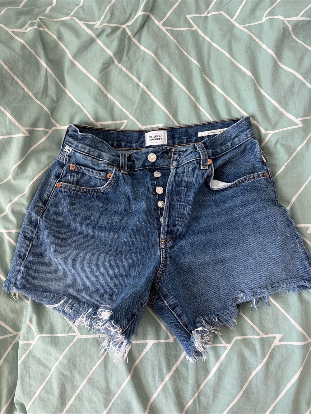 Citizens of Humanity Medium Blue Denim Frayed Cutoff Shorts